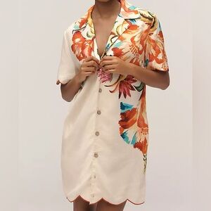 Farm Rio x Anthropologie Scalloped Shirt Dress